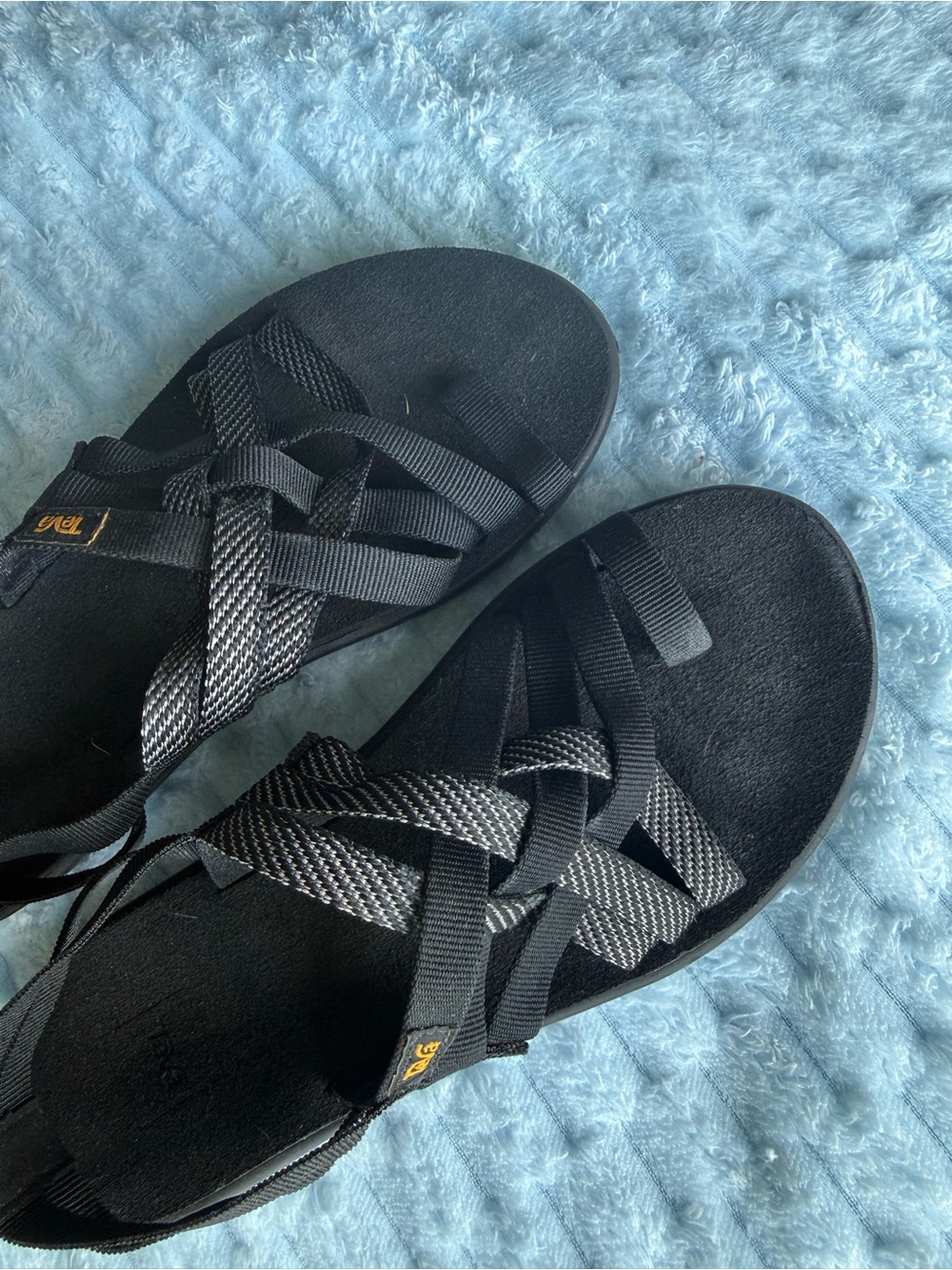 Teva Women's Black and Gray Cross-Strap Sandals